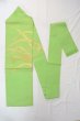 Photo1: O0606H Vintage Japanese Kimono  Light Yellowish Green  NAGOYA OBI sash Bamboo leaf Linen. (Grade C) (1)