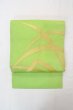 Photo2: O0606H Vintage Japanese Kimono  Light Yellowish Green  NAGOYA OBI sash Bamboo leaf Linen. (Grade C) (2)