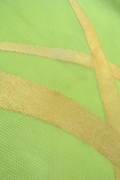 Photo9: O0606H Vintage Japanese Kimono  Light Yellowish Green  NAGOYA OBI sash Bamboo leaf Linen. (Grade C) (9)
