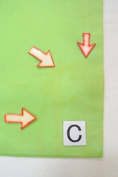 Photo17: O0606H Vintage Japanese Kimono  Light Yellowish Green  NAGOYA OBI sash Bamboo leaf Linen. (Grade C) (17)