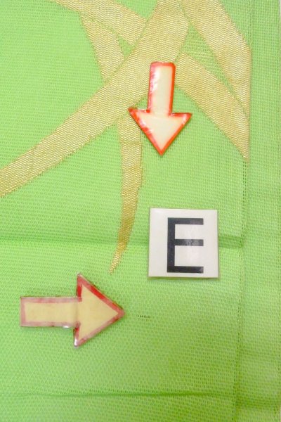 Photo19: O0606H Vintage Japanese Kimono  Light Yellowish Green  NAGOYA OBI sash Bamboo leaf Linen. (Grade C) (19)