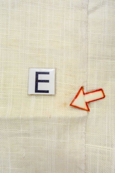 Photo18: O0606I Vintage Japanese Kimono  Pale Off White  NAGOYA OBI sash Abstract pattern Linen. (Grade C) (18)