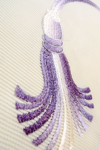 Photo11: O0606J Vintage Japanese Kimono  Light Off White  NAGOYA OBI sash KUMIHIMO rope with tassels Linen. (Grade B) (11)