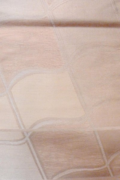 Photo4: O0606K Vintage Japanese Kimono Shiny Pale Pink  FUKURO OBI sash Geometrical pattern Linen. (Grade B) (4)