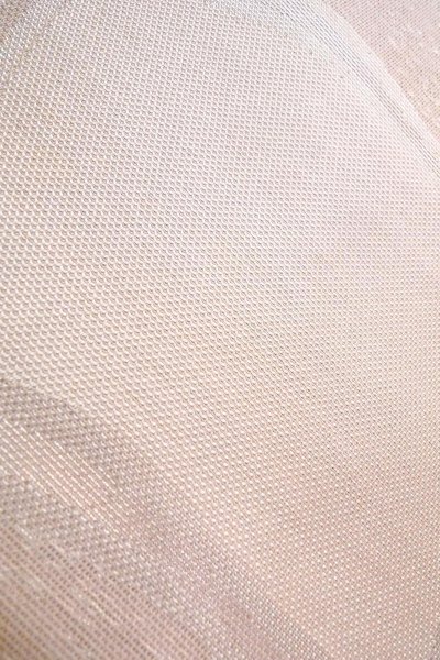 Photo12: O0606K Vintage Japanese Kimono Shiny Pale Pink  FUKURO OBI sash Geometrical pattern Linen. (Grade B) (12)