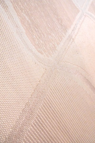 Photo14: O0606K Vintage Japanese Kimono Shiny Pale Pink  FUKURO OBI sash Geometrical pattern Linen. (Grade B) (14)