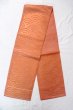 Photo1: O0606L Vintage Japanese Kimono  Shiny Orange  FUKURO OBI sash Wave Linen. (Grade B) (1)