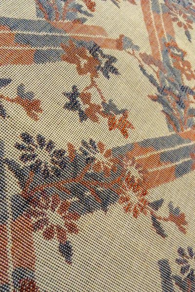 Photo8: O0606M Vintage Japanese Kimono   Gray  NAGOYA OBI sash Flower Linen. (Grade C) (8)