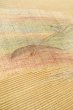 Photo8: O0606O Vintage Japanese Kimono  Grayish Yellow  FUKURO OBI sash Abstract pattern Linen. (Grade B) (8)
