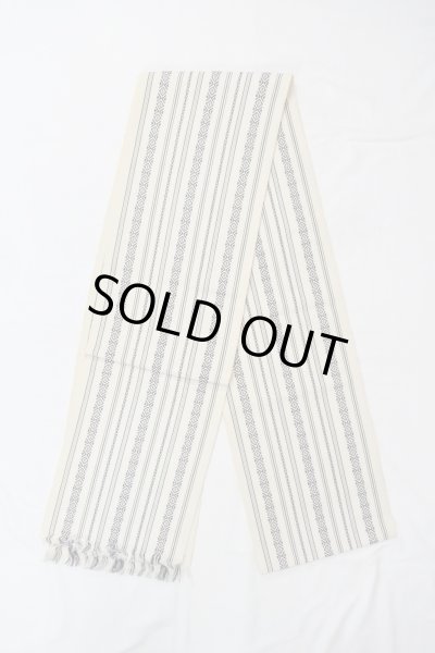 Photo2: O0606P Vintage Japanese Kimono   Ivory  FUKURO OBI sash KENJO pattern(A prestigious pattern meaning that it was presented to the Shogunate.) Wool. (Grade D) (2)