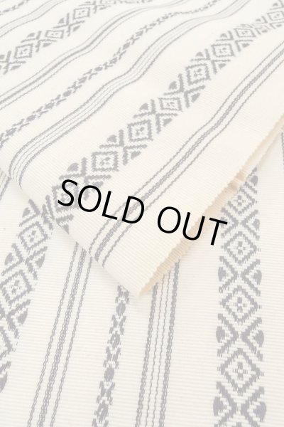 Photo11: O0606P Vintage Japanese Kimono   Ivory  FUKURO OBI sash KENJO pattern(A prestigious pattern meaning that it was presented to the Shogunate.) Wool. (Grade D) (11)
