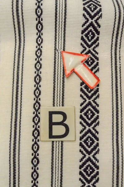 Photo13: O0606P Vintage Japanese Kimono   Ivory  FUKURO OBI sash KENJO pattern(A prestigious pattern meaning that it was presented to the Shogunate.) Wool. (Grade D) (13)