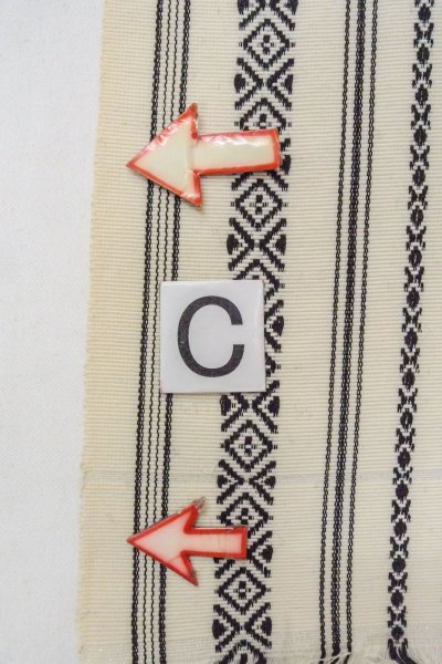 Photo14: O0606P Vintage Japanese Kimono   Ivory  FUKURO OBI sash KENJO pattern(A prestigious pattern meaning that it was presented to the Shogunate.) Wool. (Grade D) (14)