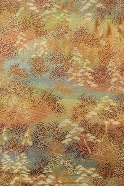 Photo3: O0606R Vintage Japanese Kimono   Brown  FUKURO NAGOYA Obi Tree Silk. (Grade C) (3)