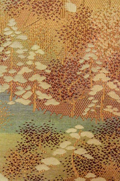 Photo5: O0606R Vintage Japanese Kimono   Brown  FUKURO NAGOYA Obi Tree Silk. (Grade C) (5)