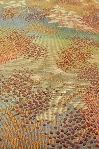 Photo9: O0606R Vintage Japanese Kimono   Brown  FUKURO NAGOYA Obi Tree Silk. (Grade C) (9)