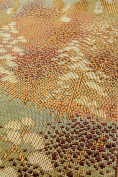 Photo10: O0606R Vintage Japanese Kimono   Brown  FUKURO NAGOYA Obi Tree Silk. (Grade C) (10)