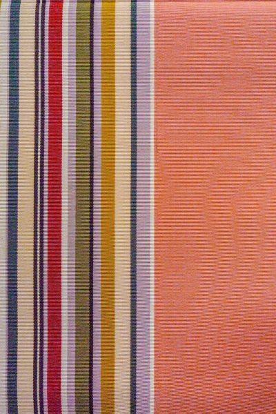 Photo7: O0606S Vintage Japanese Kimono   Coral  FUKURO NAGOYA Obi Stripes Silk. (Grade C) (7)