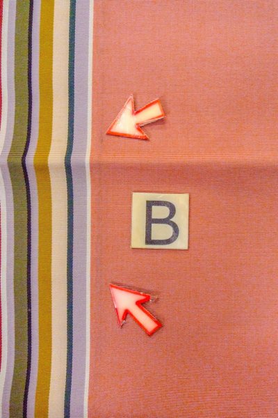 Photo13: O0606S Vintage Japanese Kimono   Coral  FUKURO NAGOYA Obi Stripes Silk. (Grade C) (13)