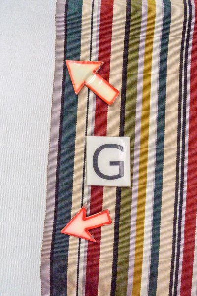 Photo17: O0606S Vintage Japanese Kimono   Coral  FUKURO NAGOYA Obi Stripes Silk. (Grade C) (17)