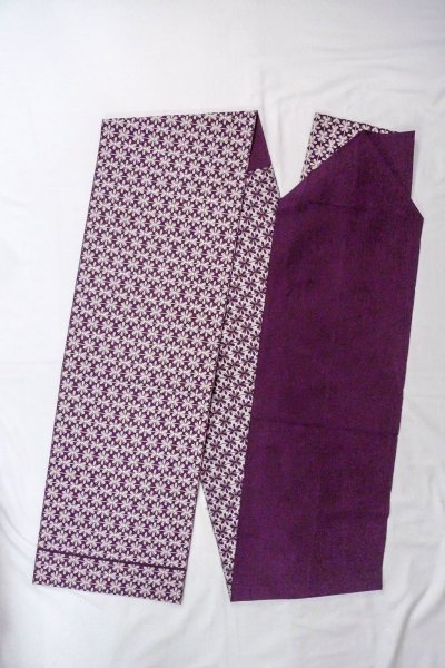 Photo1: Mint O0606T Vintage Japanese Kimono   Purple  FUKURO NAGOYA Obi Flower Silk. (Grade A) (1)