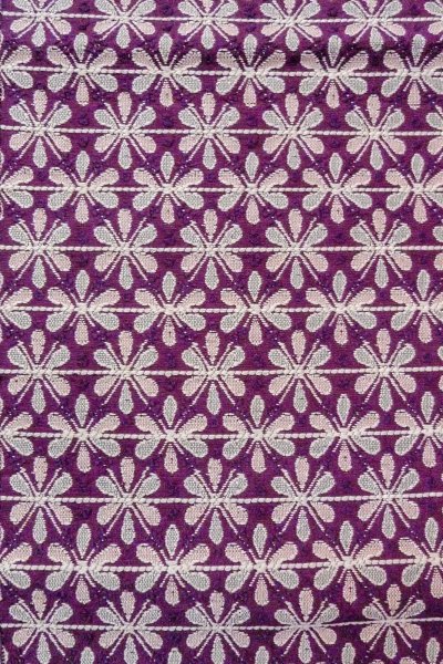 Photo5: Mint O0606T Vintage Japanese Kimono   Purple  FUKURO NAGOYA Obi Flower Silk. (Grade A) (5)