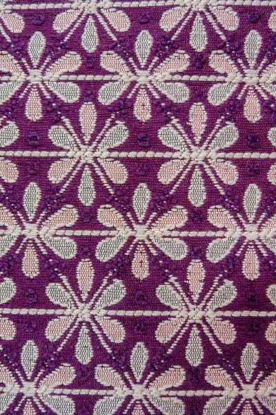 Photo7: Mint O0606T Vintage Japanese Kimono   Purple  FUKURO NAGOYA Obi Flower Silk. (Grade A) (7)