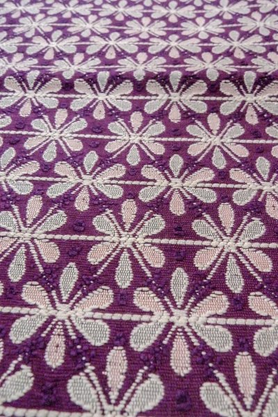 Photo9: Mint O0606T Vintage Japanese Kimono   Purple  FUKURO NAGOYA Obi Flower Silk. (Grade A) (9)