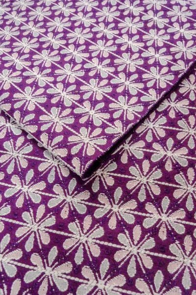 Photo11: Mint O0606T Vintage Japanese Kimono   Purple  FUKURO NAGOYA Obi Flower Silk. (Grade A) (11)