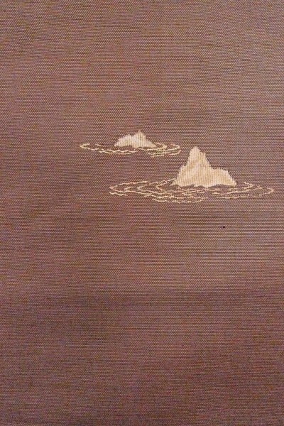 Photo3: O0606U Vintage Japanese Kimono   Brown  FUKURO NAGOYA Obi Mountain Silk. (Grade A) (3)