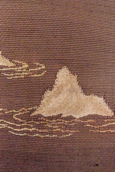 Photo6: O0606U Vintage Japanese Kimono   Brown  FUKURO NAGOYA Obi Mountain Silk. (Grade A) (6)