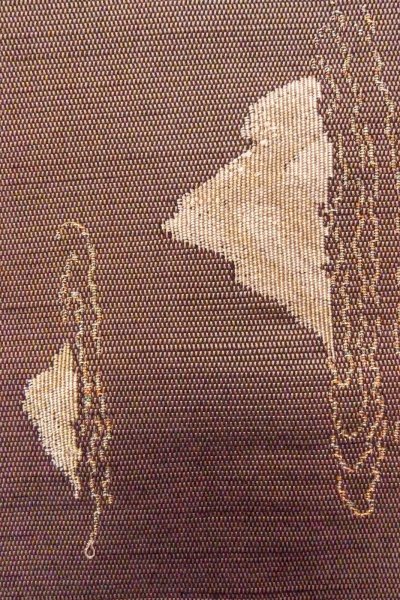 Photo7: O0606U Vintage Japanese Kimono   Brown  FUKURO NAGOYA Obi Mountain Silk. (Grade A) (7)