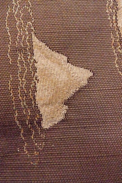 Photo8: O0606U Vintage Japanese Kimono   Brown  FUKURO NAGOYA Obi Mountain Silk. (Grade A) (8)