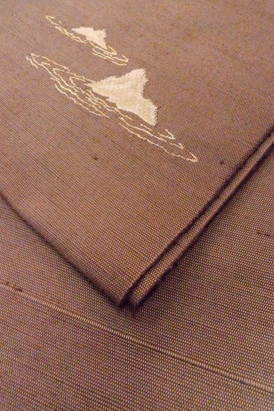 Photo9: O0606U Vintage Japanese Kimono   Brown  FUKURO NAGOYA Obi Mountain Silk. (Grade A) (9)