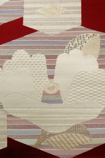 Photo5: O0606V Vintage Japanese Kimono  Dark Red  FUKURO NAGOYA Obi Camellia Silk. (Grade B) (5)