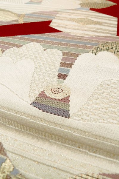 Photo8: O0606V Vintage Japanese Kimono  Dark Red  FUKURO NAGOYA Obi Camellia Silk. (Grade B) (8)