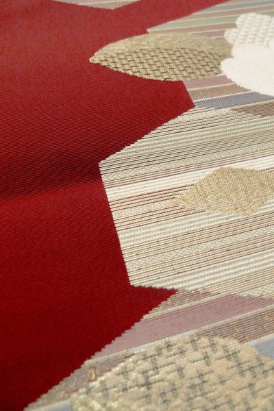 Photo10: O0606V Vintage Japanese Kimono  Dark Red  FUKURO NAGOYA Obi Camellia Silk. (Grade B) (10)