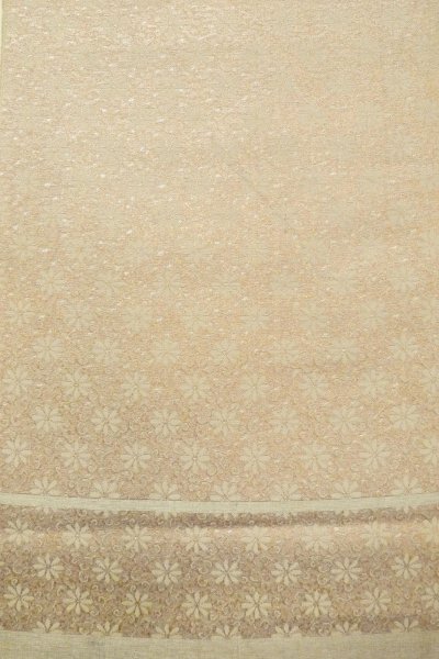 Photo4: O0606W Vintage Japanese Kimono  Light Gray  FUKURO NAGOYA Obi Flower Silk. (Grade D) (4)