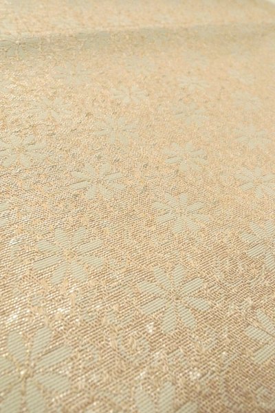 Photo10: O0606W Vintage Japanese Kimono  Light Gray  FUKURO NAGOYA Obi Flower Silk. (Grade D) (10)