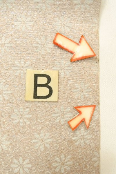 Photo13: O0606W Vintage Japanese Kimono  Light Gray  FUKURO NAGOYA Obi Flower Silk. (Grade D) (13)