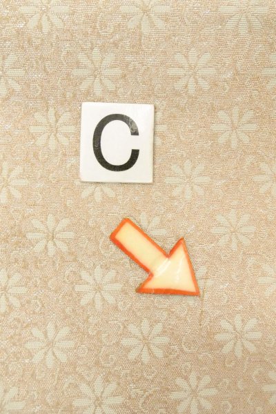 Photo14: O0606W Vintage Japanese Kimono  Light Gray  FUKURO NAGOYA Obi Flower Silk. (Grade D) (14)