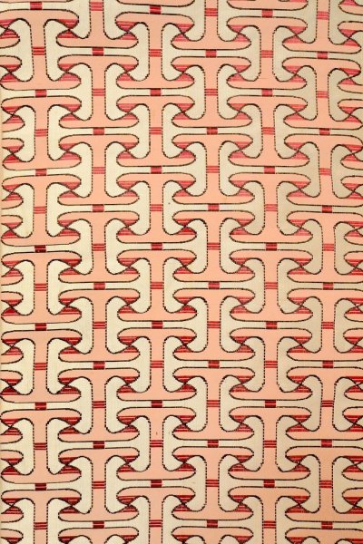 Photo3: O0606X Vintage Japanese Kimono   Off White  FUKURO NAGOYA Obi Geometrical pattern Silk. (Grade C) (3)