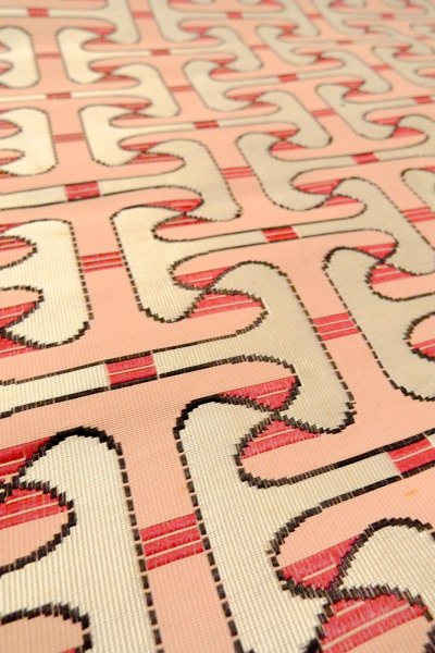 Photo10: O0606X Vintage Japanese Kimono   Off White  FUKURO NAGOYA Obi Geometrical pattern Silk. (Grade C) (10)