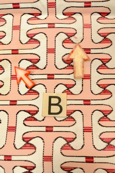 Photo13: O0606X Vintage Japanese Kimono   Off White  FUKURO NAGOYA Obi Geometrical pattern Silk. (Grade C) (13)