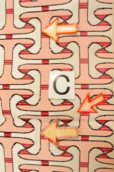 Photo14: O0606X Vintage Japanese Kimono   Off White  FUKURO NAGOYA Obi Geometrical pattern Silk. (Grade C) (14)