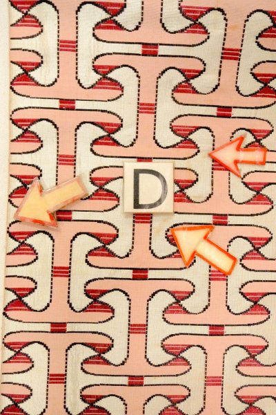 Photo15: O0606X Vintage Japanese Kimono   Off White  FUKURO NAGOYA Obi Geometrical pattern Silk. (Grade C) (15)