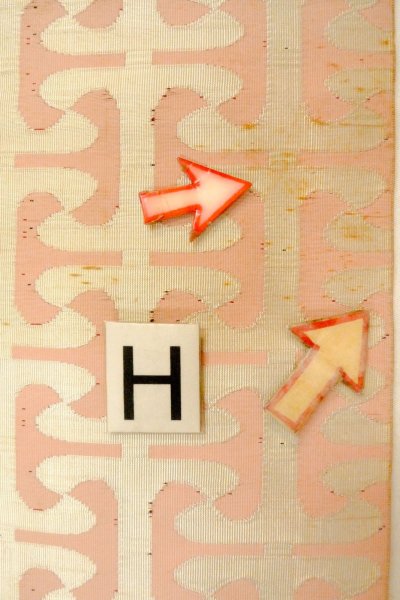 Photo20: O0606X Vintage Japanese Kimono   Off White  FUKURO NAGOYA Obi Geometrical pattern Silk. (Grade C) (20)