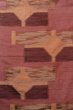 Photo4: O0606Z Vintage Japanese Kimono   Dark Red  NAGOYA OBI sash Geometrical pattern Silk. (Grade B) (4)