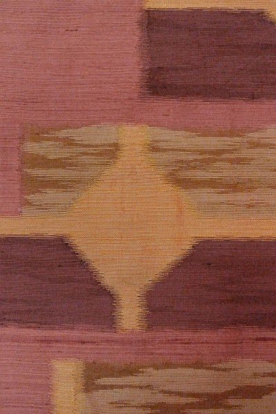 Photo5: O0606Z Vintage Japanese Kimono   Dark Red  NAGOYA OBI sash Geometrical pattern Silk. (Grade B) (5)