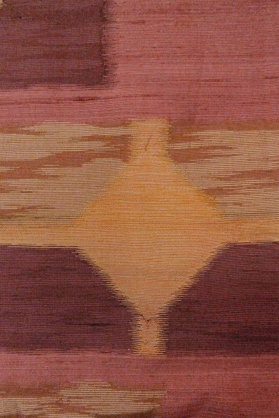 Photo6: O0606Z Vintage Japanese Kimono   Dark Red  NAGOYA OBI sash Geometrical pattern Silk. (Grade B) (6)